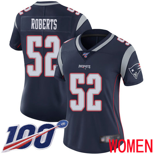New England Patriots Football #52 100th Limited Navy Blue Women Elandon Roberts Home NFL Jersey